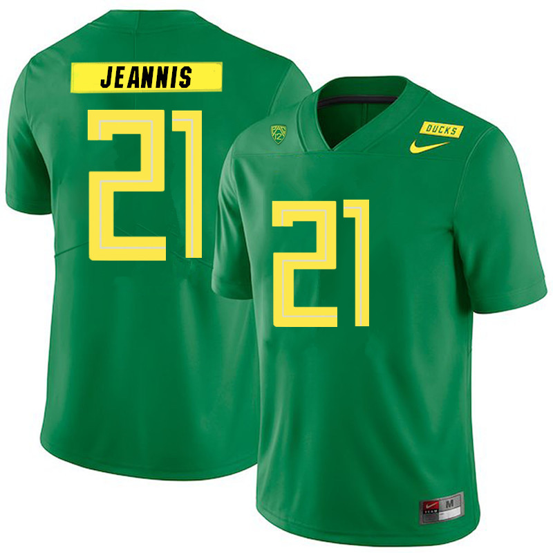 2019 Men #21 Tevin Jeannis Oregon Ducks College Football Jerseys Sale-Green